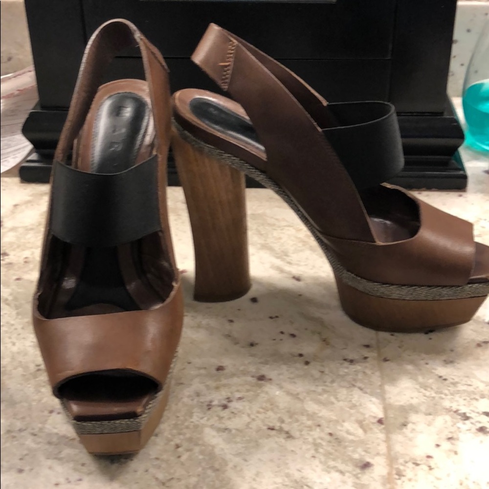 Marni 5” leather and tweed heels.